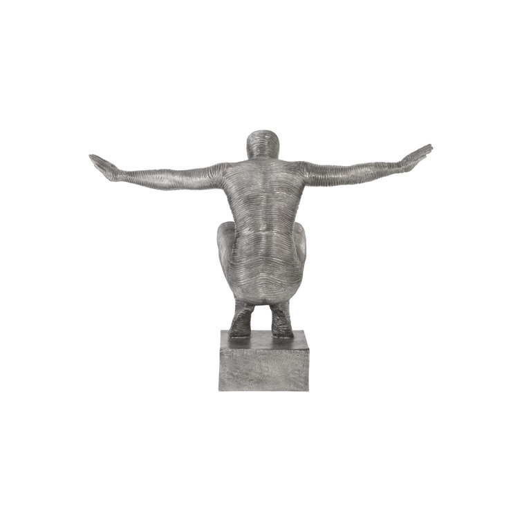 Transitional Large Silver Metal Outstretched Arms Statue