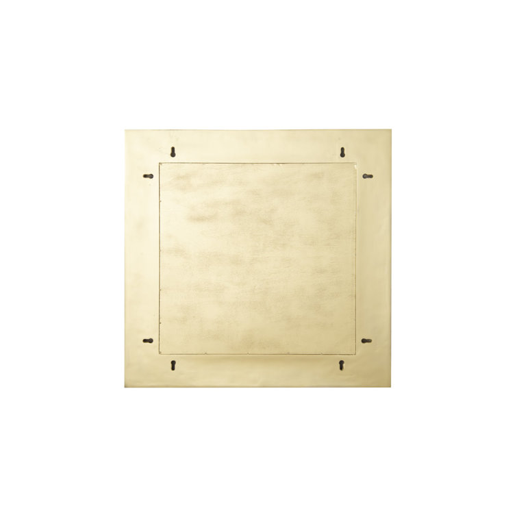 Transitional Square Gold Leaf Wood Accent Mirror