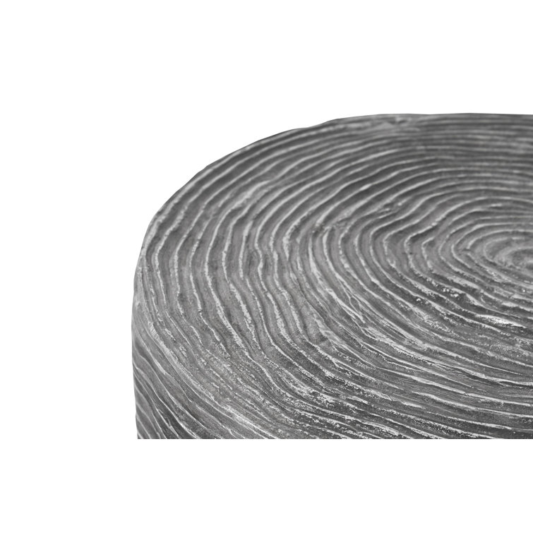 Transitional Ripple Drum Metal End Table in Black/Silver