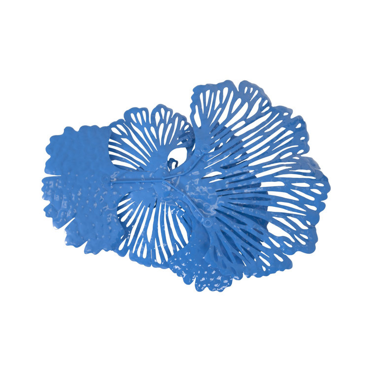 Blue Metal Flower Wall Sculpture, 25" Wide