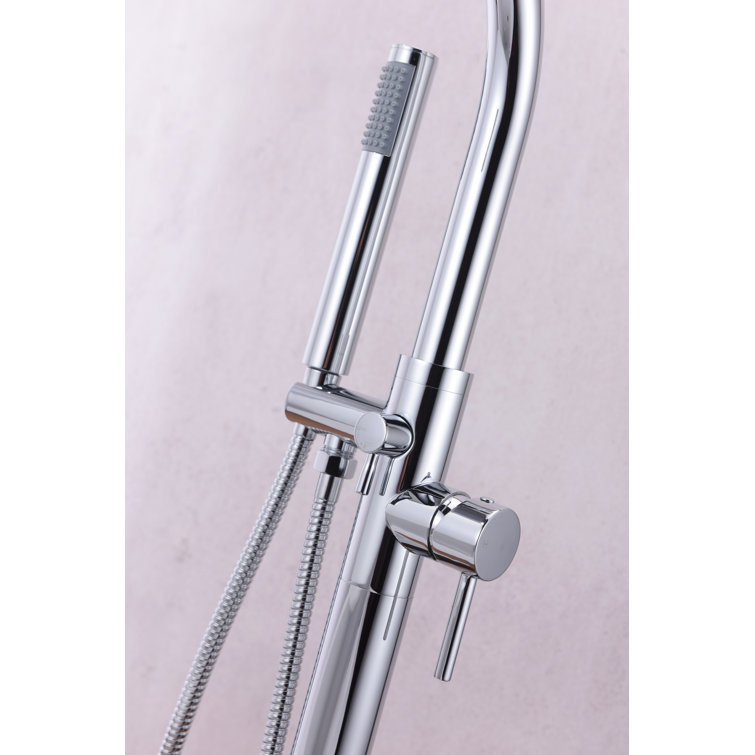Polished Chrome Freestanding Clawfoot Tub Faucet with Hand Shower