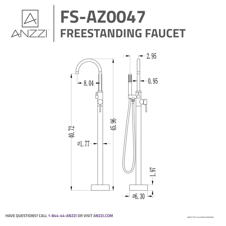 Polished Chrome Freestanding Clawfoot Tub Faucet with Hand Shower