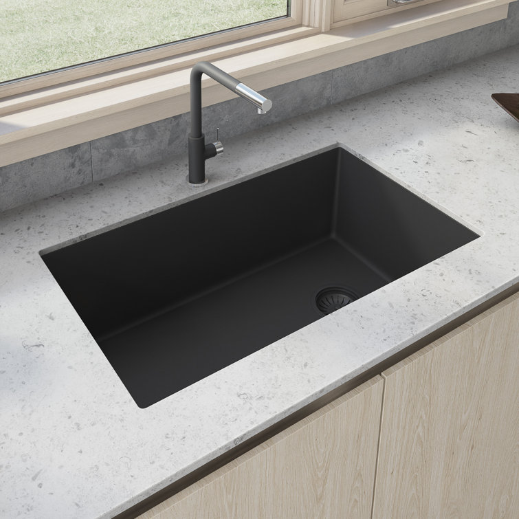 Midnight Black Granite Composite Single Bowl Kitchen Sink