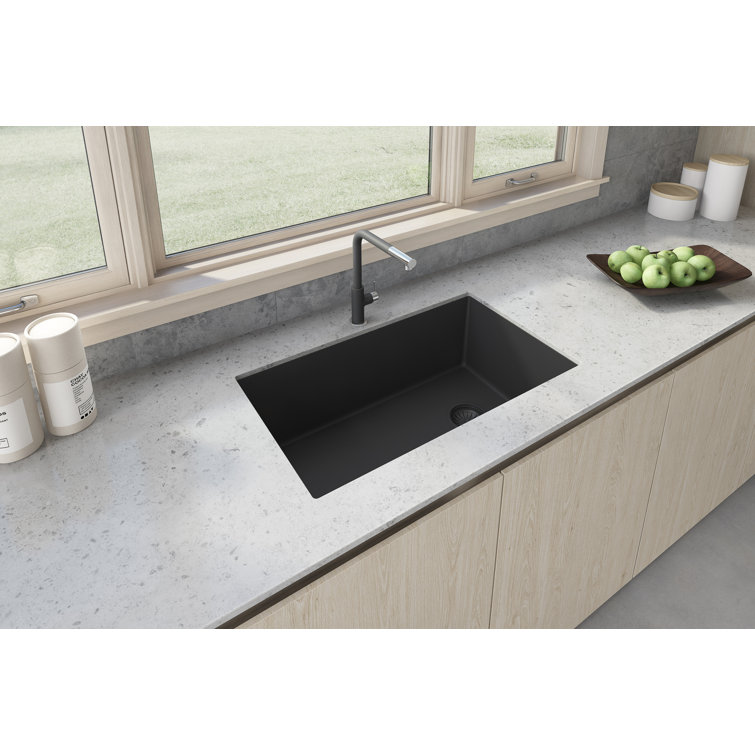 Midnight Black Granite Composite Single Bowl Kitchen Sink