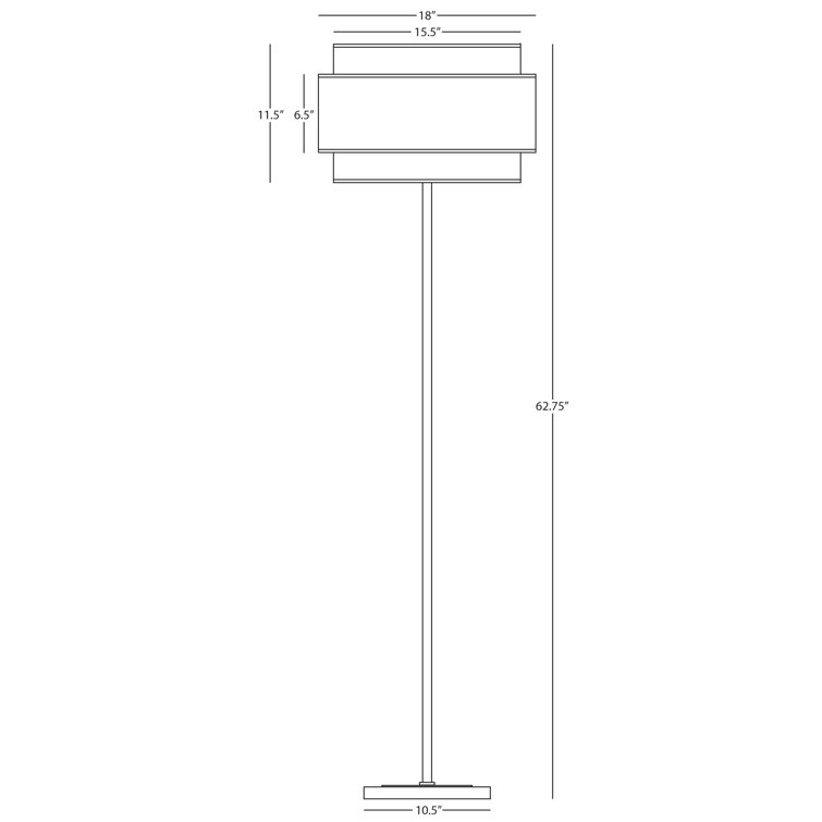 Decker Polished Nickel 62.63'' Floor Lamp with Ascot White Shade