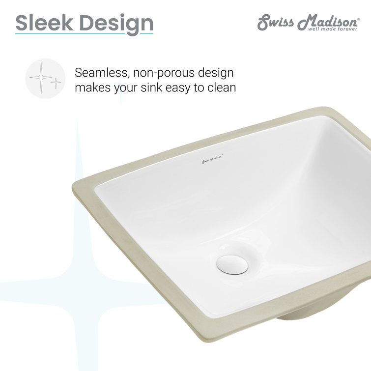 Plaisir White Ceramic Rectangular Under-Mount Bathroom Sink