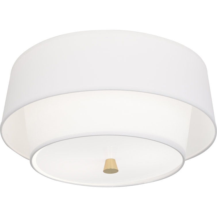 Ascot White and Brass 2-Light Flush Mount Ceiling Fixture