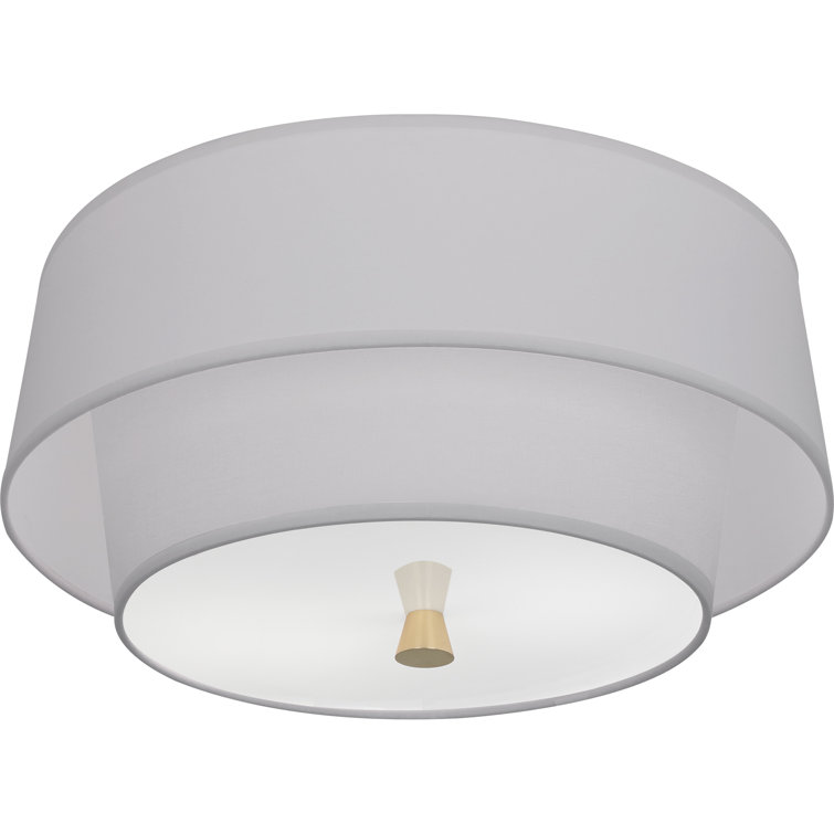 Decker Mid-Century Modern Brass 9.5" Flush Mount with Smoke Gray Shade