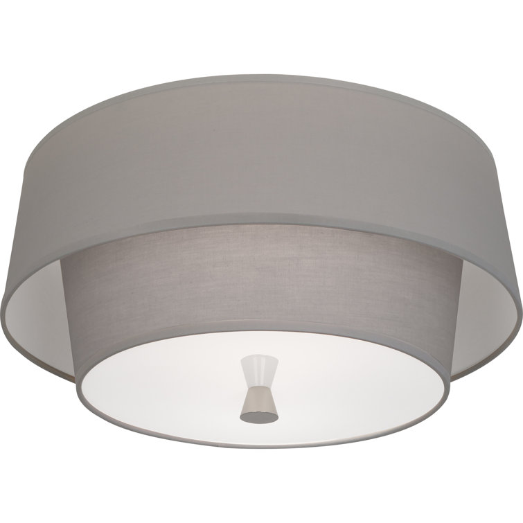 Decker Polished Nickel 17" Flush Mount with Smoke Gray Shade
