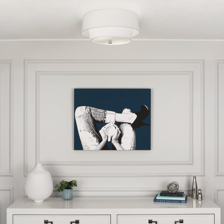 Decker Polished Nickel 17" Flush Mount with Smoke Gray Shade