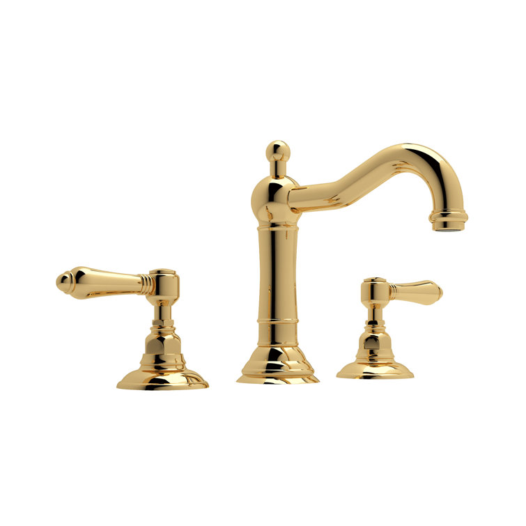 Italian Brass Widespread Bathroom Faucet with Porcelain Handles