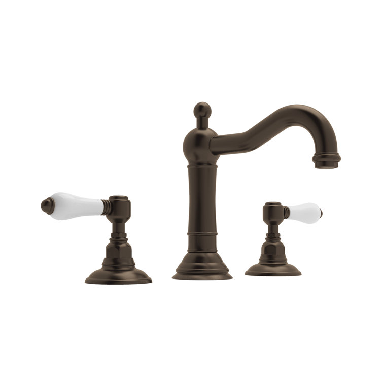Tuscan Brass Widespread Faucet with Porcelain Handles