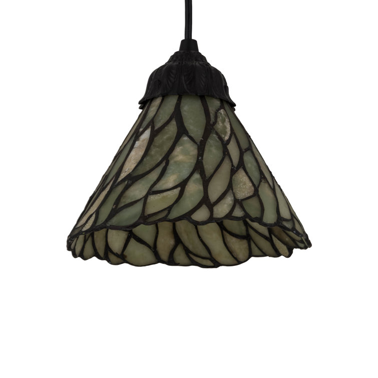 Willow Mini Jadestone 8" LED Island Pendant in Green/Beige/Black