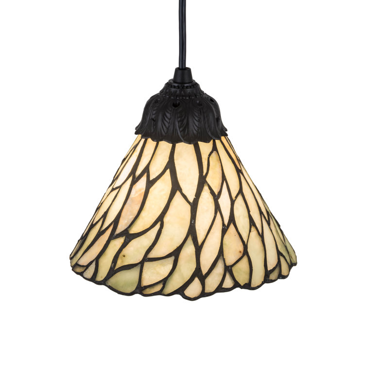 Willow Mini Jadestone 8" LED Island Pendant in Green/Beige/Black