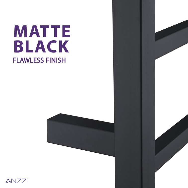 Matte Black Stainless Steel Wall Mounted 8-Bar Towel Warmer