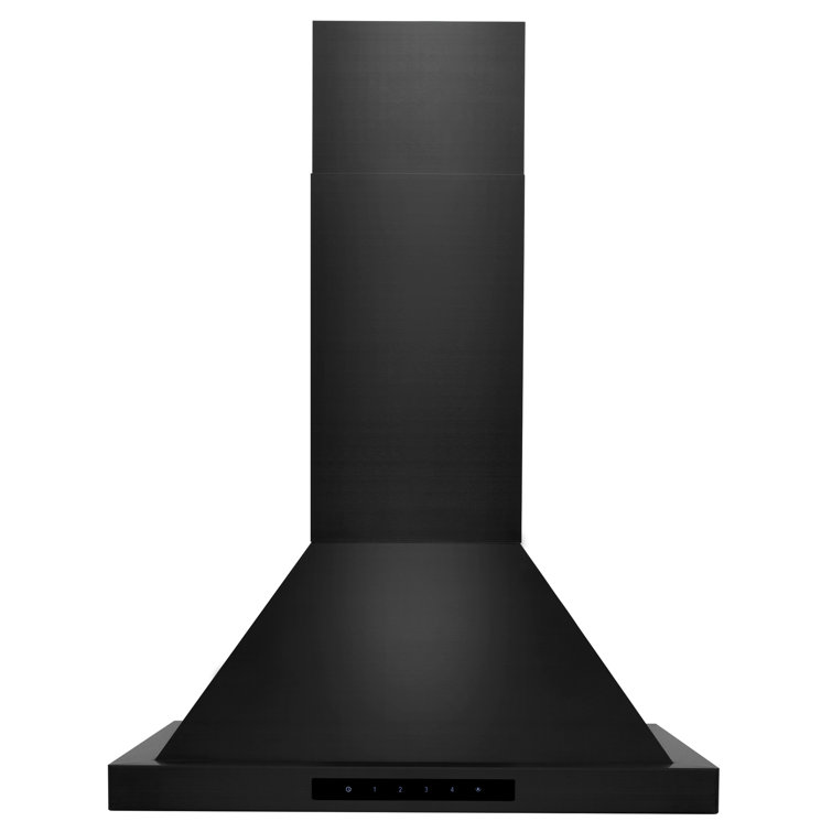 24'' Black Stainless Steel Convertible Wall Mount Range Hood