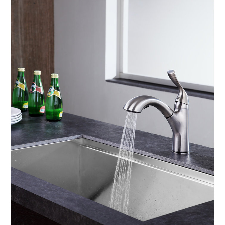 Brushed Nickel Single Handle Pull-Out Sprayer Kitchen Faucet