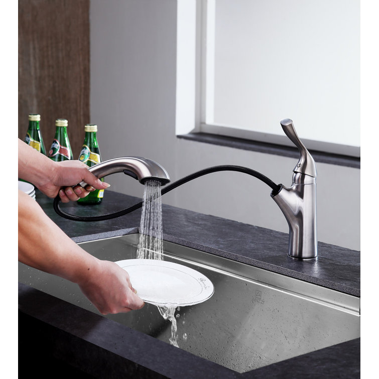 Brushed Nickel Single Handle Pull-Out Sprayer Kitchen Faucet