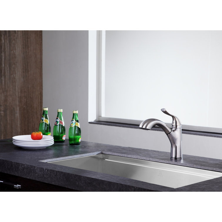 Brushed Nickel Single Handle Pull-Out Sprayer Kitchen Faucet