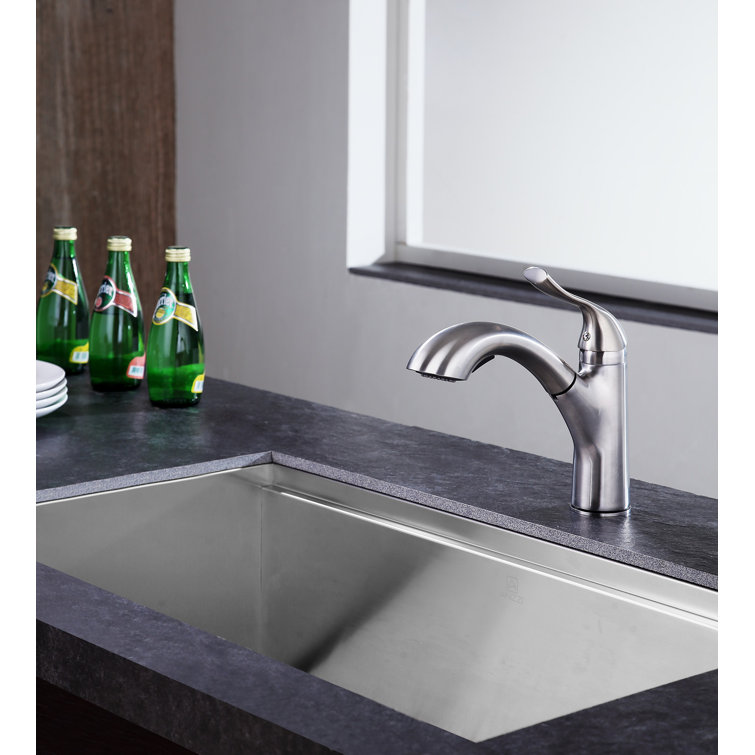 Brushed Nickel Single Handle Pull-Out Sprayer Kitchen Faucet