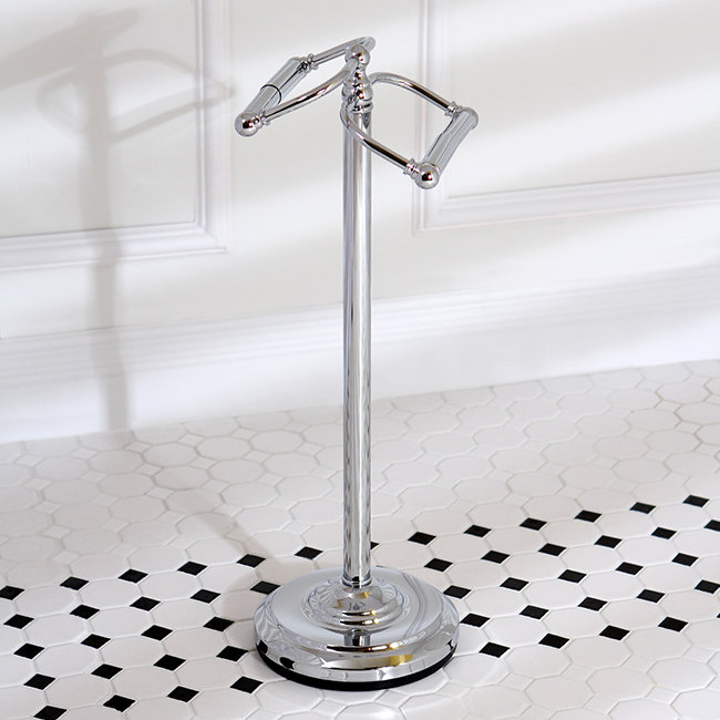Vintage Chrome Freestanding Double Roll Toilet Paper Holder