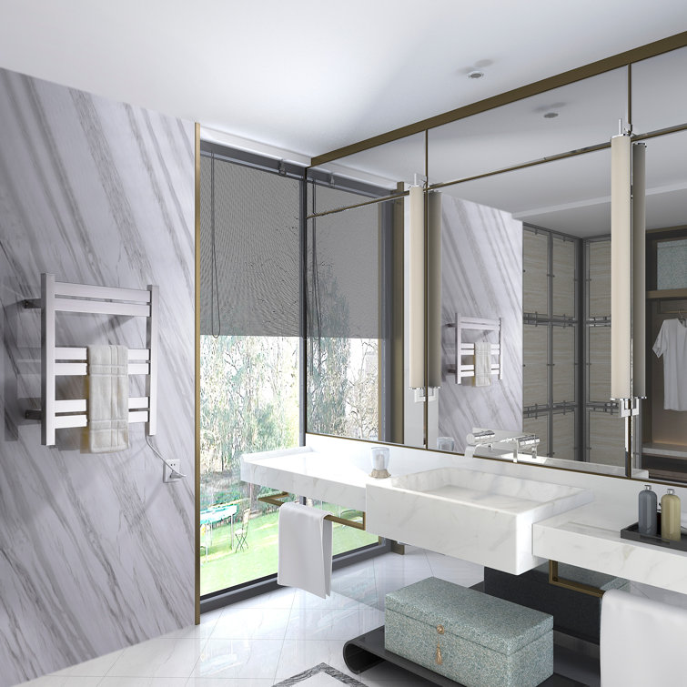 Polished Chrome 6-Bar Stainless Steel Wall Mounted Towel Warmer