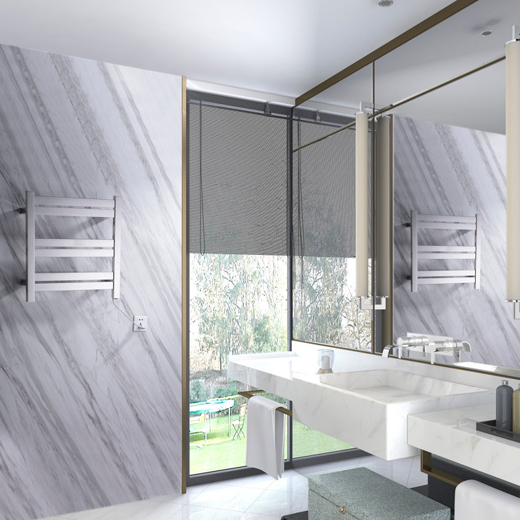 Polished Chrome 6-Bar Stainless Steel Wall Mounted Towel Warmer