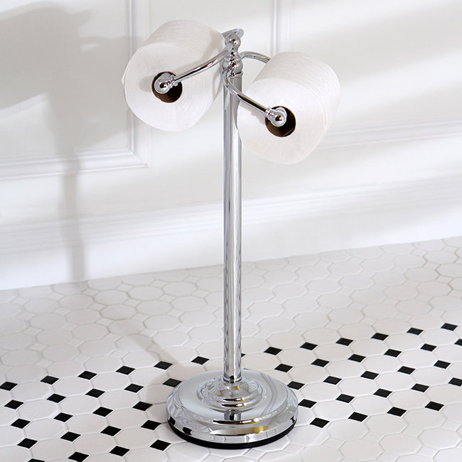 Vintage Chrome Freestanding Double Roll Toilet Paper Holder