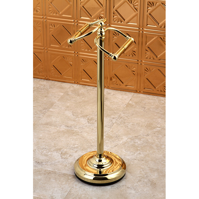 Polished Brass Vintage Freestanding Double Toilet Paper Holder