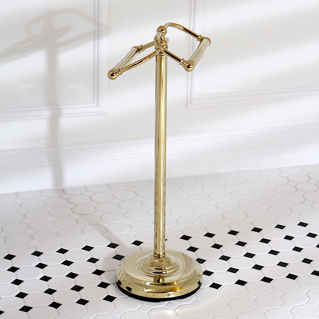 Polished Brass Vintage Freestanding Double Toilet Paper Holder
