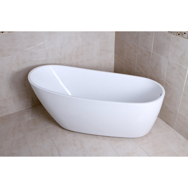 White Acrylic Oval Freestanding Slipper Bathtub