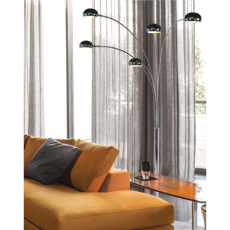 Black Nickel 5-Light Adjustable Arc Floor Lamp with Dimmer