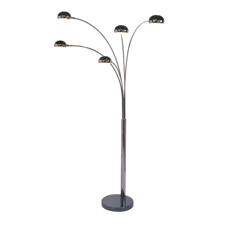 Black Nickel 5-Light Adjustable Arc Floor Lamp with Dimmer