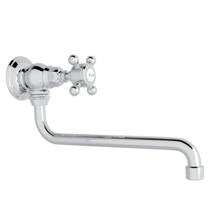 Polished Chrome Wall Mounted Cross Handle Pot Filler