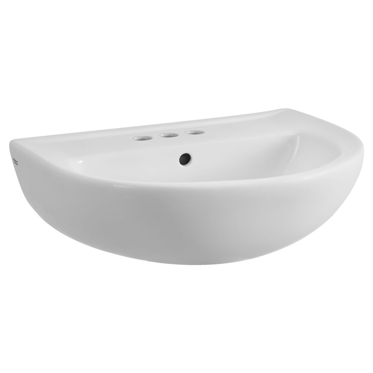 White Ceramic 22'' Pedestal Bathroom Sink with Overflow