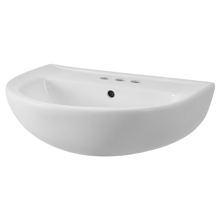 White Ceramic 22'' Pedestal Bathroom Sink with Overflow