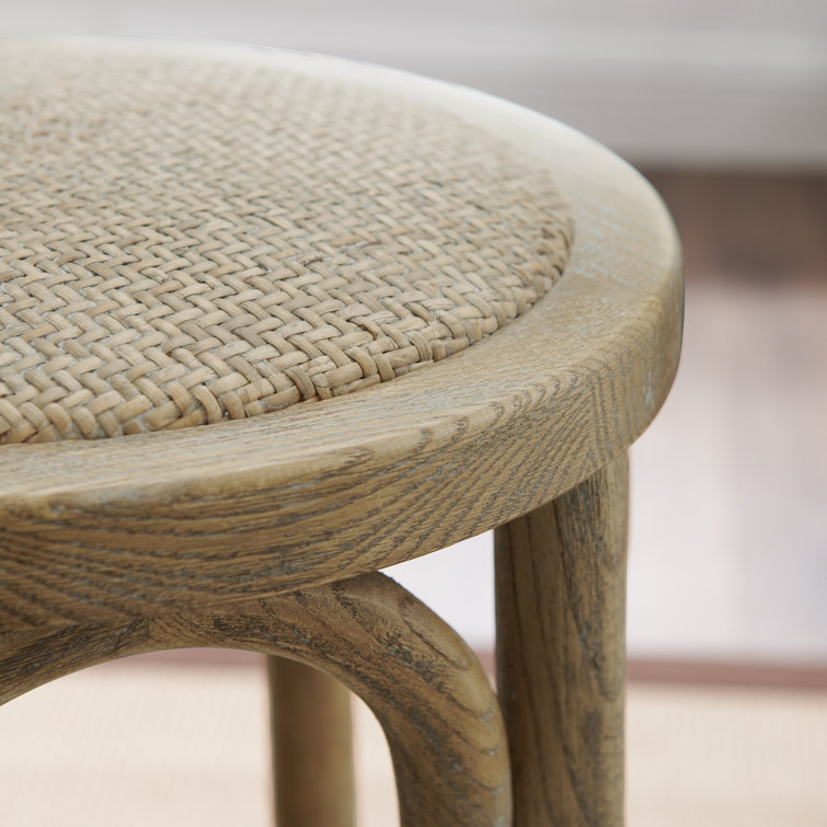 Rae Rustic Beige Elm Wood Backless Bar Stool