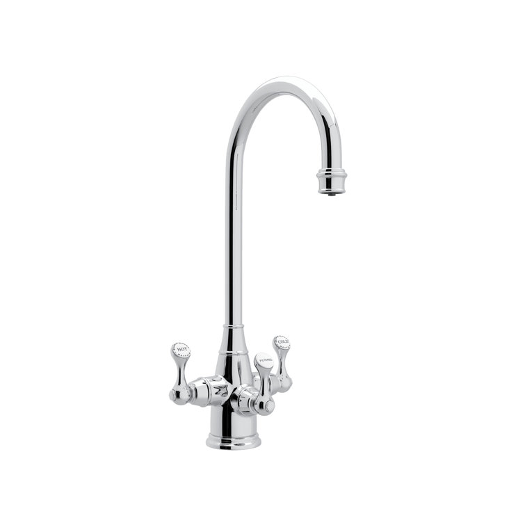 Classic European High Arc Polished Chrome Bar Faucet with Dual Handles