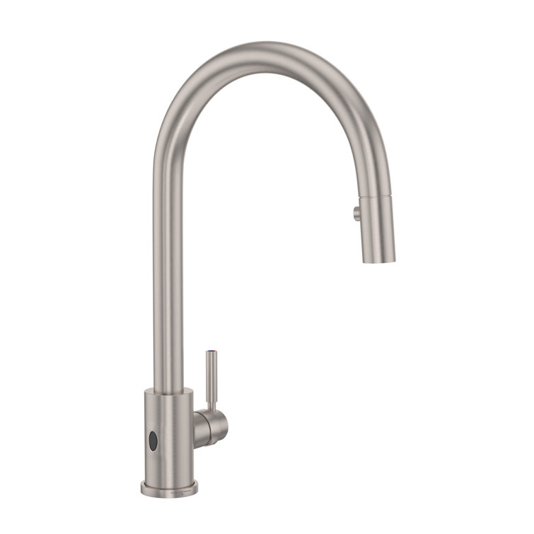 Holborn Sleek 16.75" Polished Nickel Pull-Out Spray Kitchen Faucet