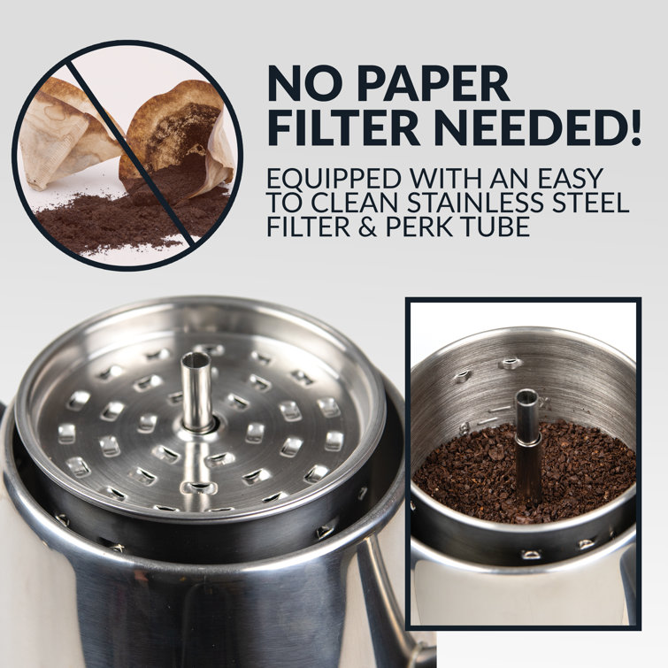 HomeCraft 10-Cup Polished Stainless Steel Coffee Percolator