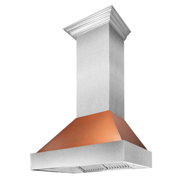 30" Copper and Stainless Steel Range Hood with LED Illumination
