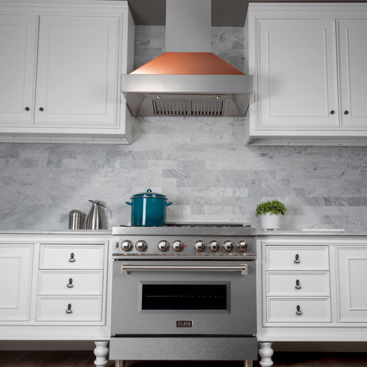 30" Copper and Stainless Steel Range Hood with LED Illumination