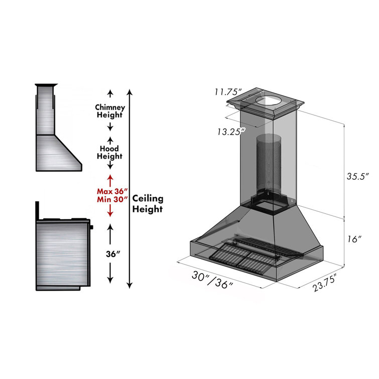 30" Copper and Stainless Steel Range Hood with LED Illumination