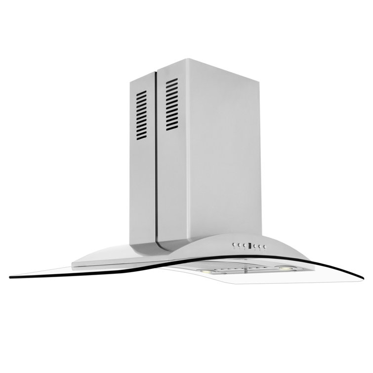 36" Stainless Steel and Glass Convertible Island Range Hood
