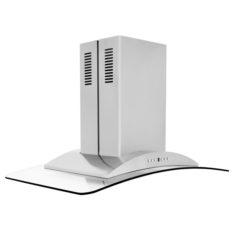 36" Stainless Steel and Glass Convertible Island Range Hood