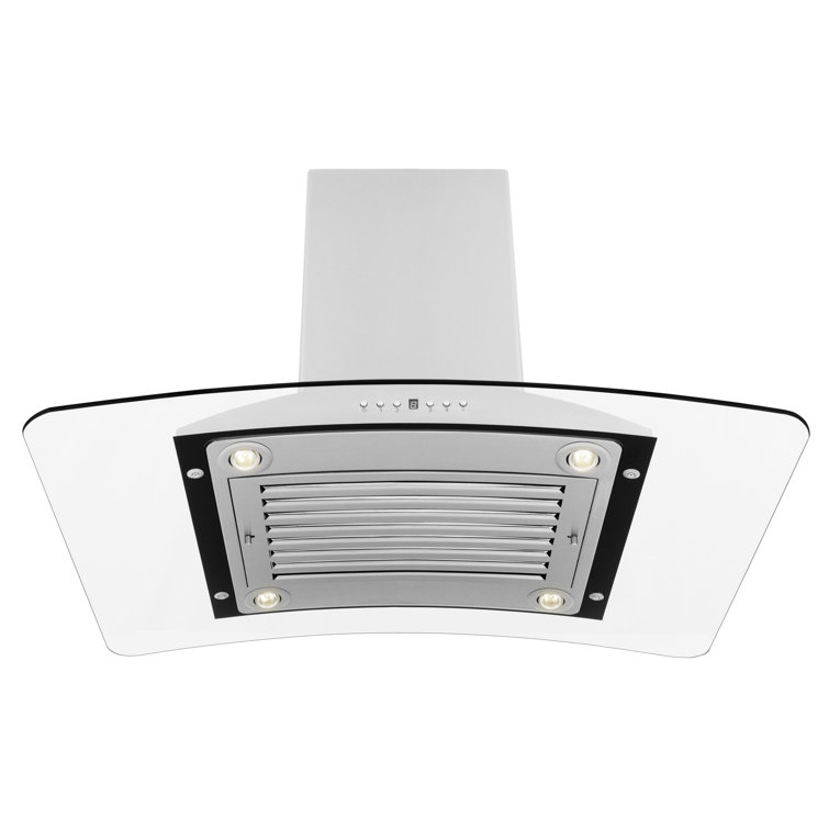 36" Stainless Steel and Glass Convertible Island Range Hood