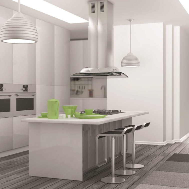 36" Stainless Steel and Glass Convertible Island Range Hood