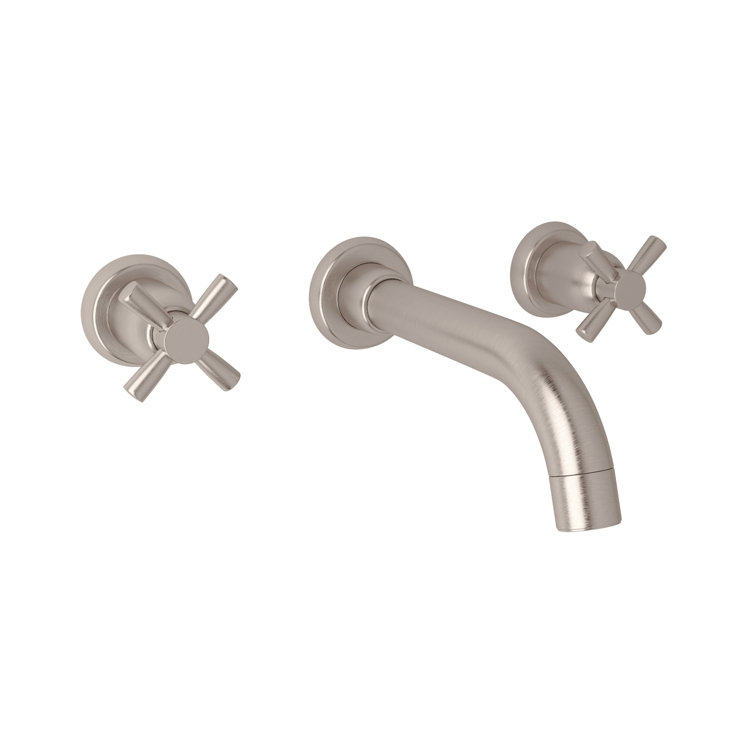 Elegant Polished Nickel 3-Hole Wall Mounted Bathroom Faucet