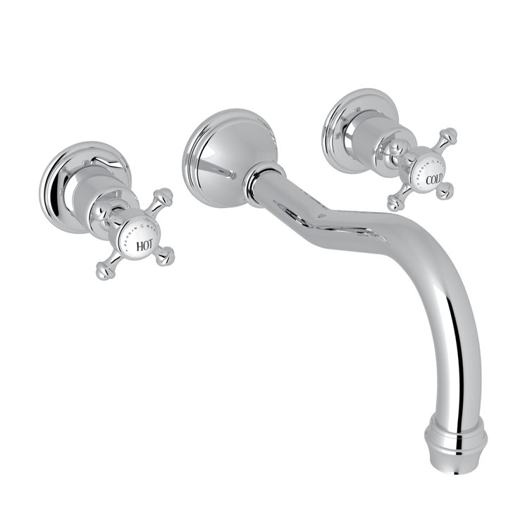 Classic Georgian Polished Nickel 3-Hole Wall Mounted Tub Filler