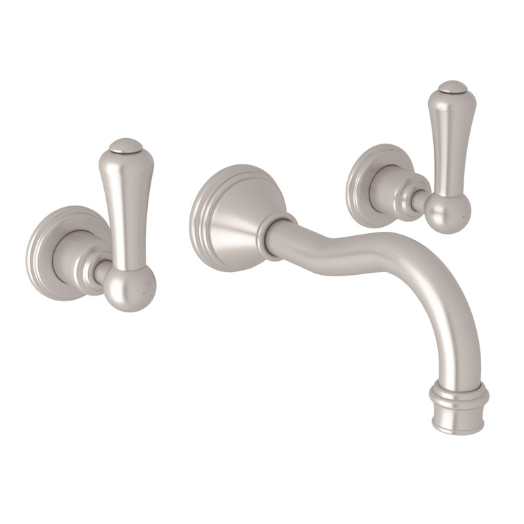 Polished Nickel Wall Mounted Widespread Faucet